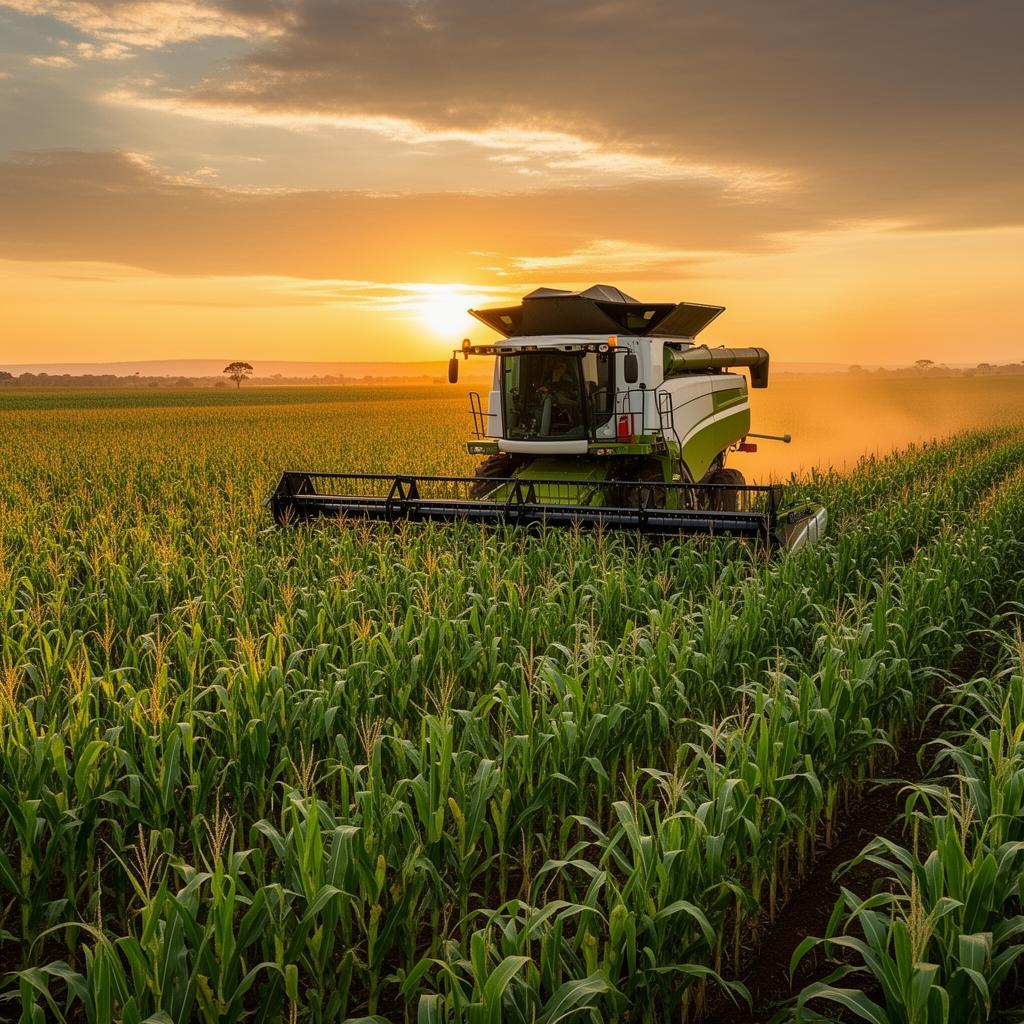 Colheita de milho no agronegócio